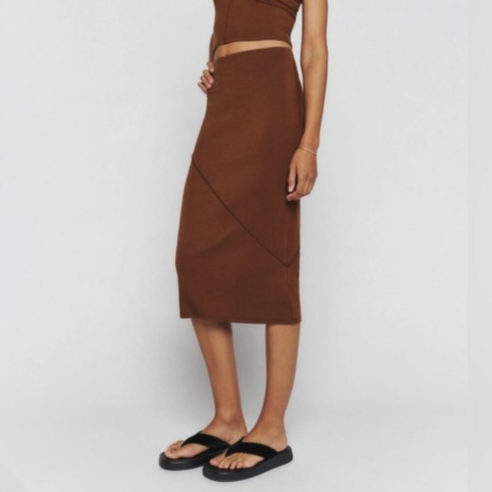 Reformation Lydia Knit‎ Skirt in Brown Sz Large